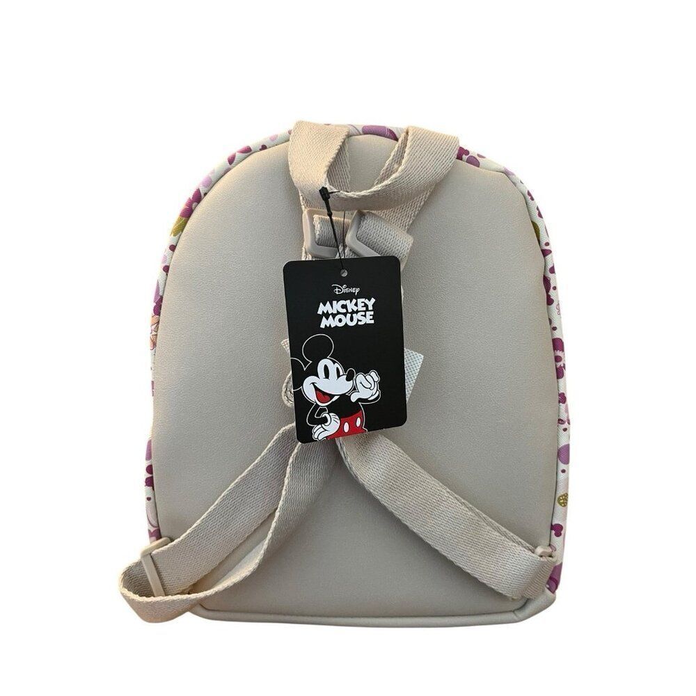 Disney Pink Floral Mini Backpack Mickey Mouse Ears Print Hearts Bioworld NWT - Picture 6 of 7
